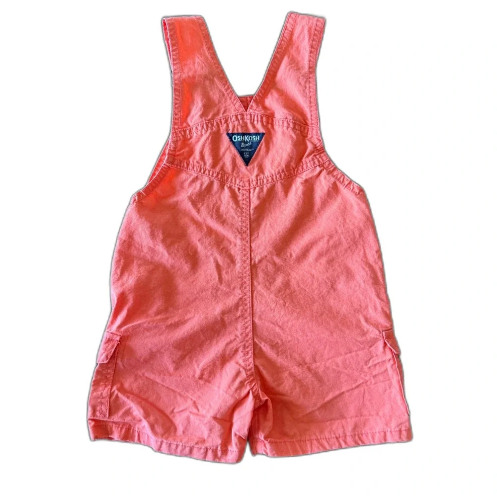 Vintage OshKosh B'gosh Neon Orange Shortalls Overalls in 2T 🧡